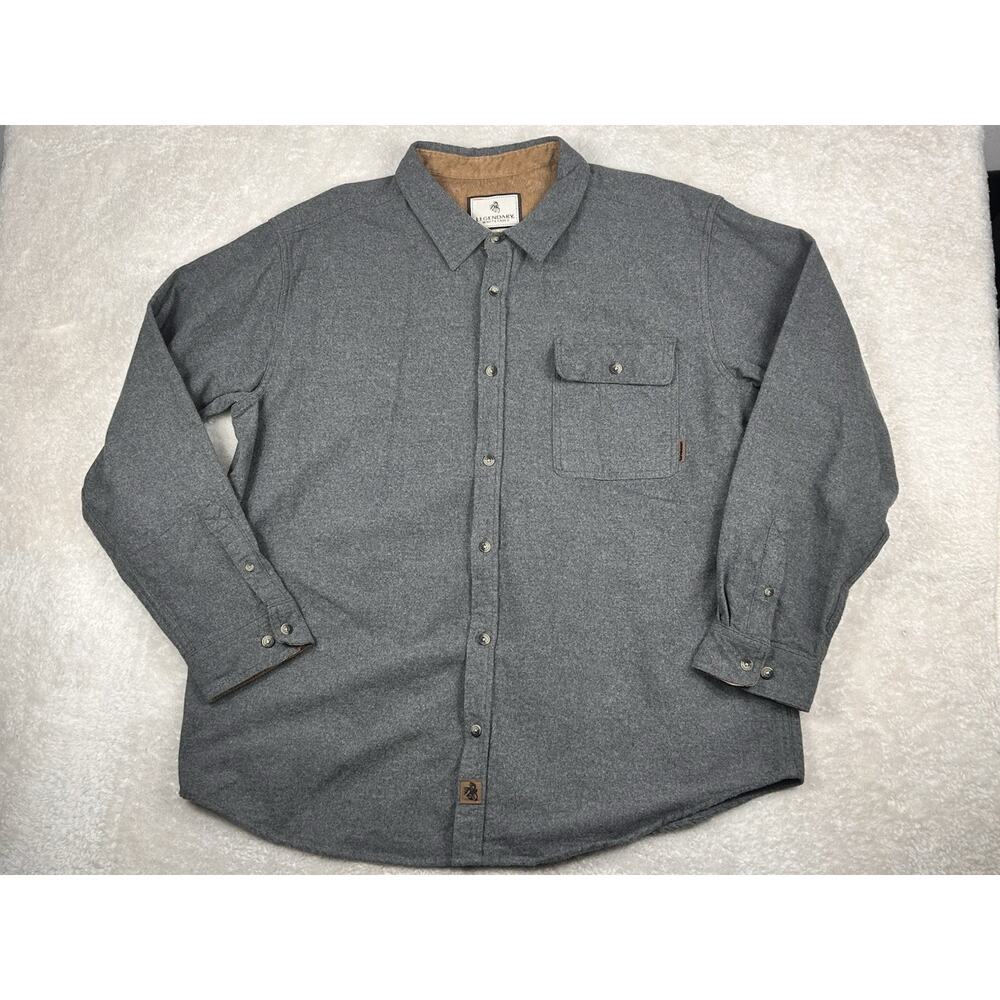 Legendary Whitetails Buck Camp Flannel Shirt Mens 2XL Gray Cotton Long Sleeves